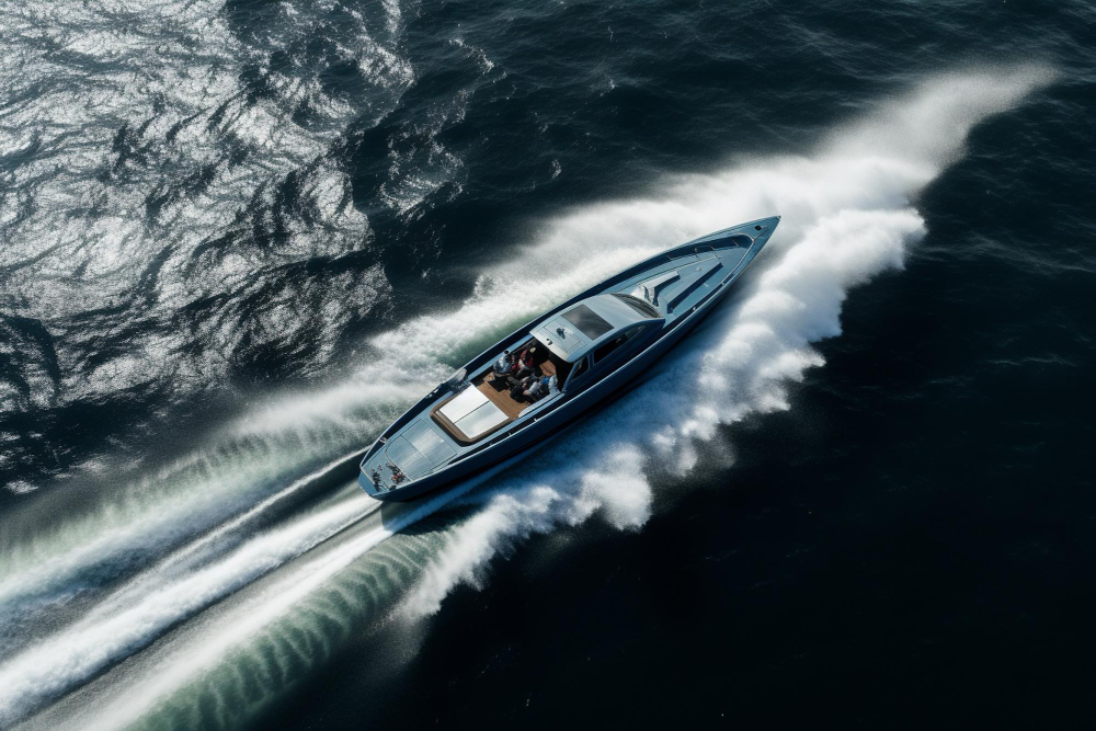 Unbranded high performance speedboat at sea